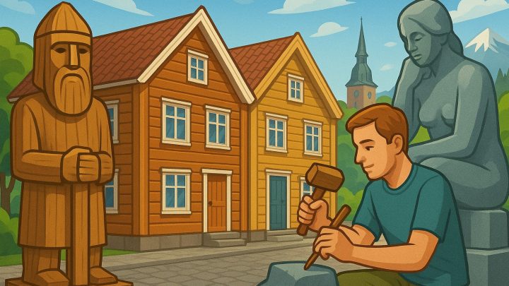 Неліктен Ослода ағаш үйлер мен мүсіндер көп?