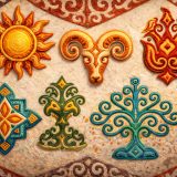 Қазақтың киіз өнерінде қандай белгілер қолданылған